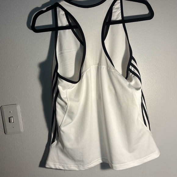 adidas White Tank Top with Black Trim and Stripes - Picture 5 of 6